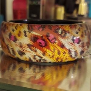 Pink leopard bangle